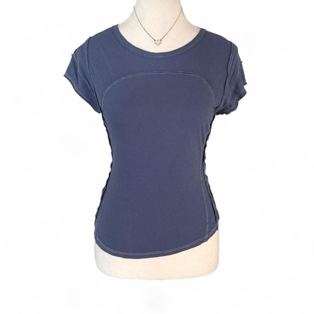 Free People All The Free Blue Short fitted Sleeve Top Size: M